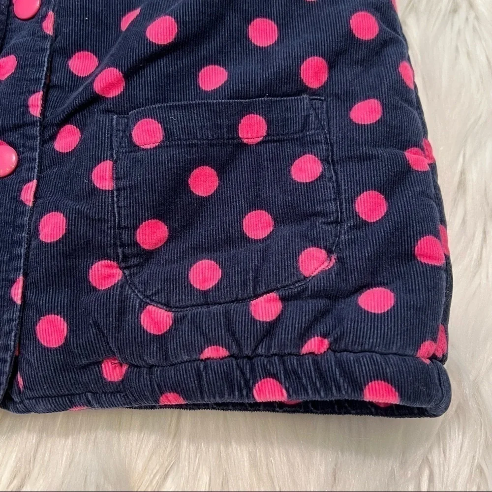 Carter's Baby Girls Sz 6 Months Sleeveless Vest Snap Up Navy Blue Pink Polka Dot